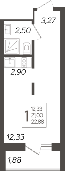 Студия · 21 м²