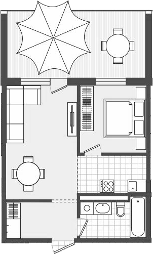 Планировка 57.7 м²