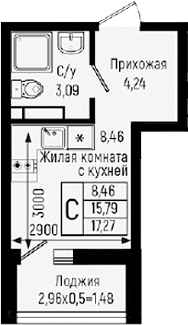 Планировка 15.79 м²