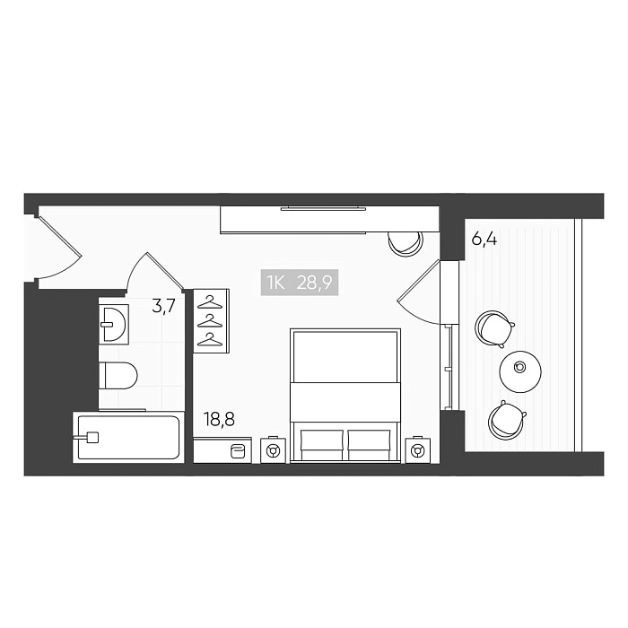Планировка 22.2 м²