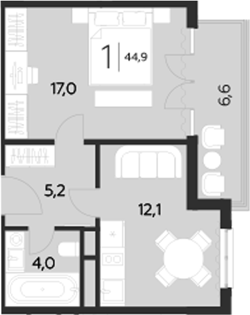 Планировка 37.5 м²