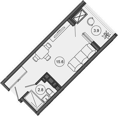 Планировка 18.4 м²