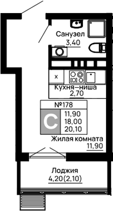 Планировка 18 м²