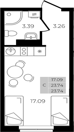 Планировка 23.74 м²