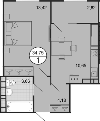 Планировка 31.93 м²