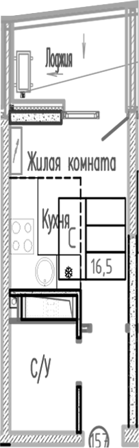 Планировка 16.5 м²