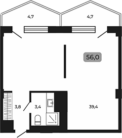 Планировка 46.6 м²