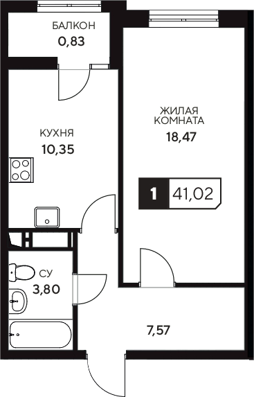 Планировка 40.19 м²
