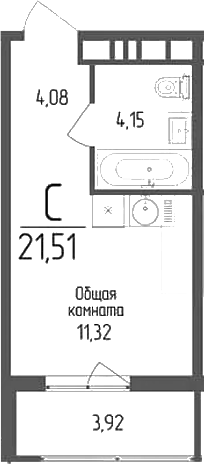 Планировка 19.55 м²