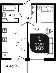 Планировка 38.2 м²