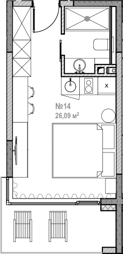 Планировка 26.09 м²