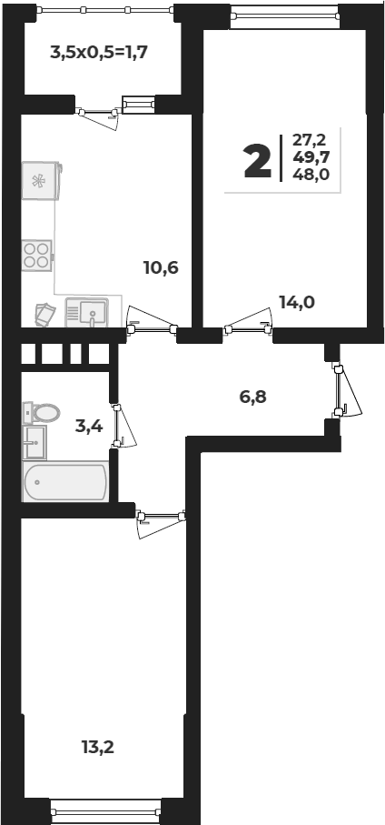 Планировка 48 м²