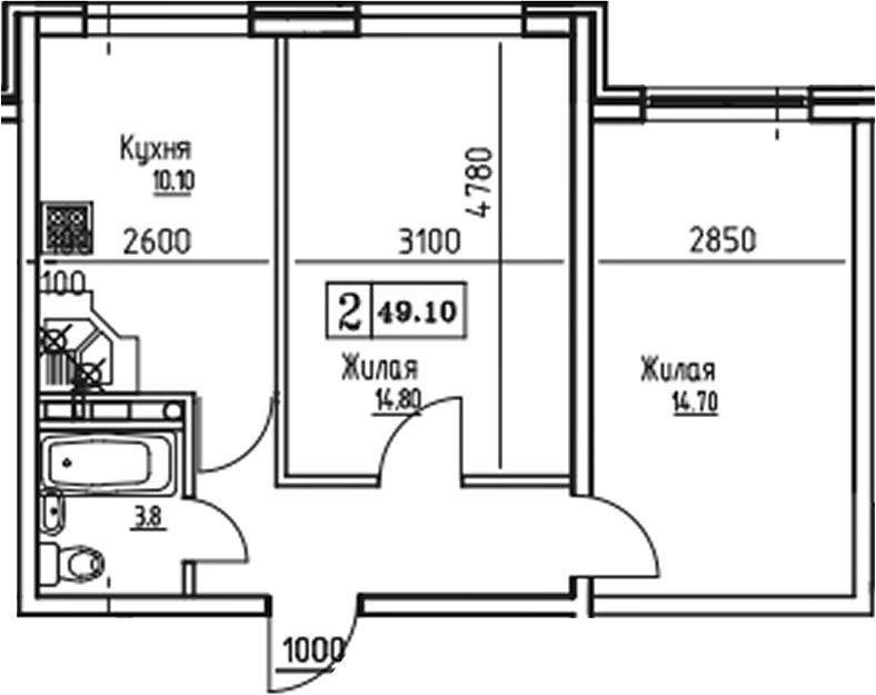 2-комн. · 49.06 м²