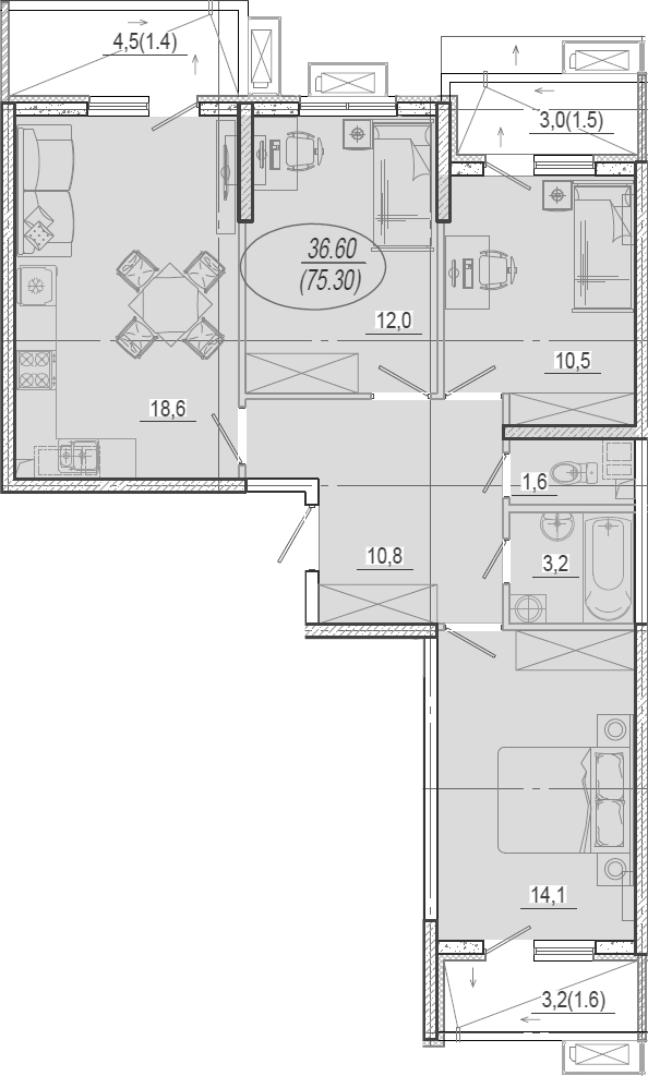 Продается 4-комн. квартира, 70.8 м²