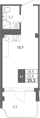 Планировка 21.45 м²