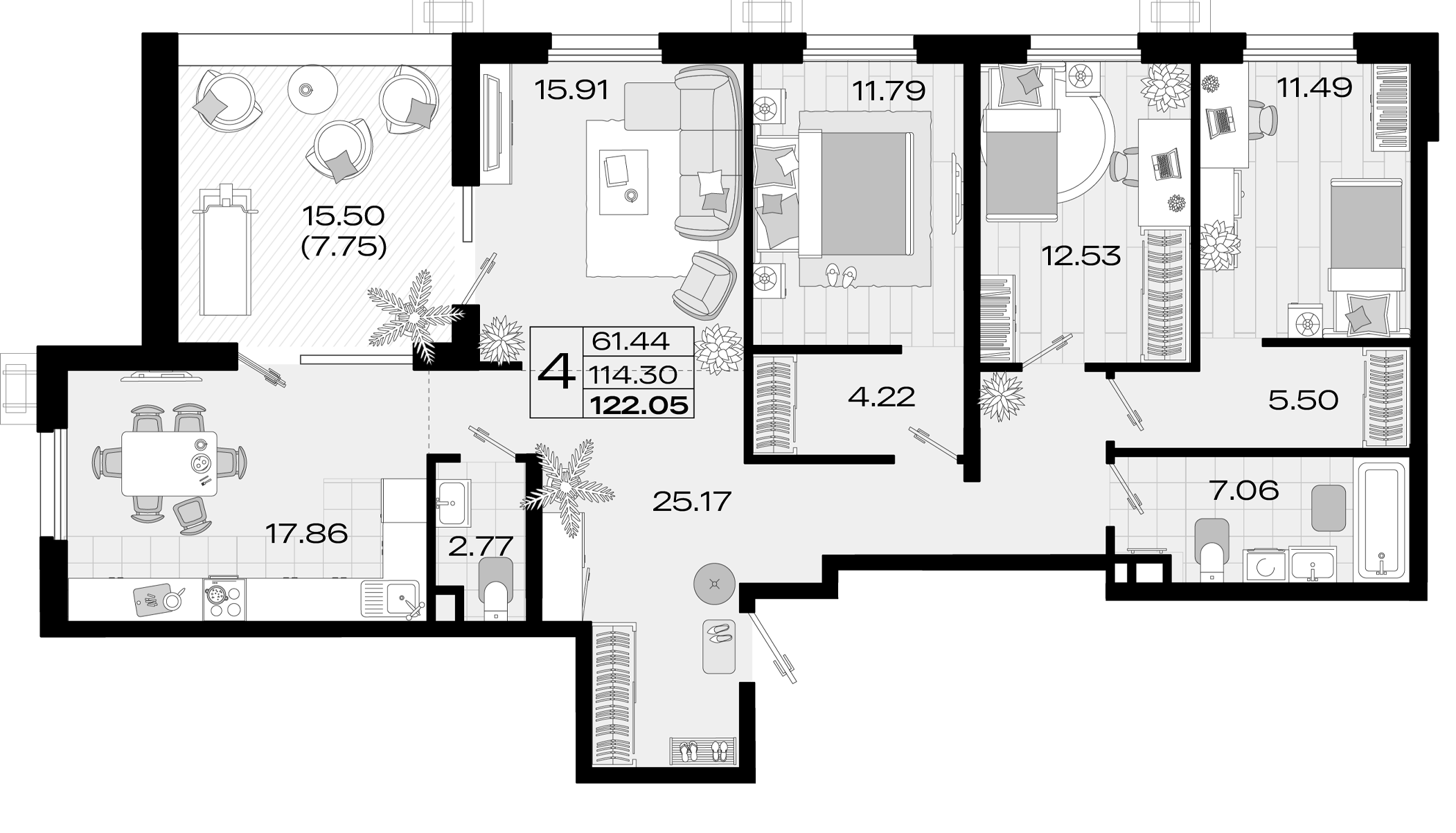 Планировка 113.14 м²