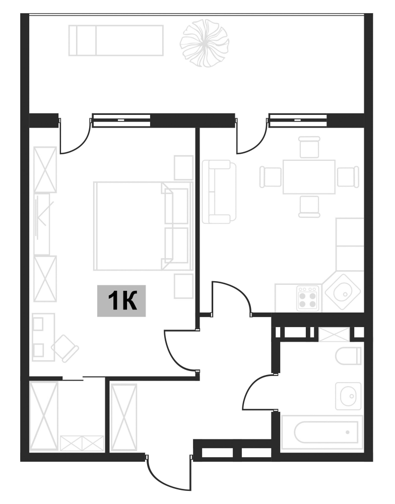 Планировка 44.29 м²
