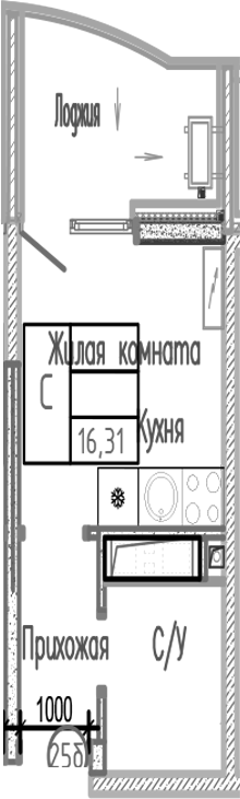 Планировка 16.31 м²