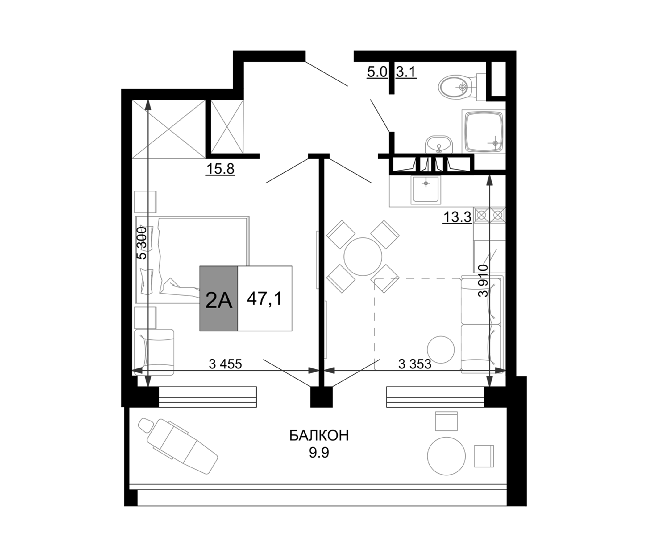 Планировка 37.2 м²