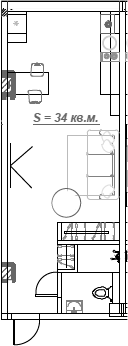 Планировка 34.5 м²