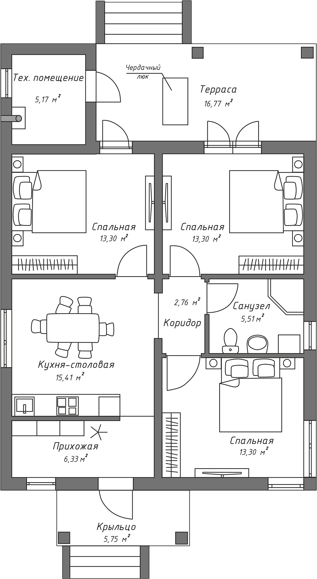 Планировка 80.23 м²
