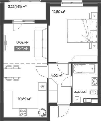 Продается 1-комн. квартира, 39.88 м²