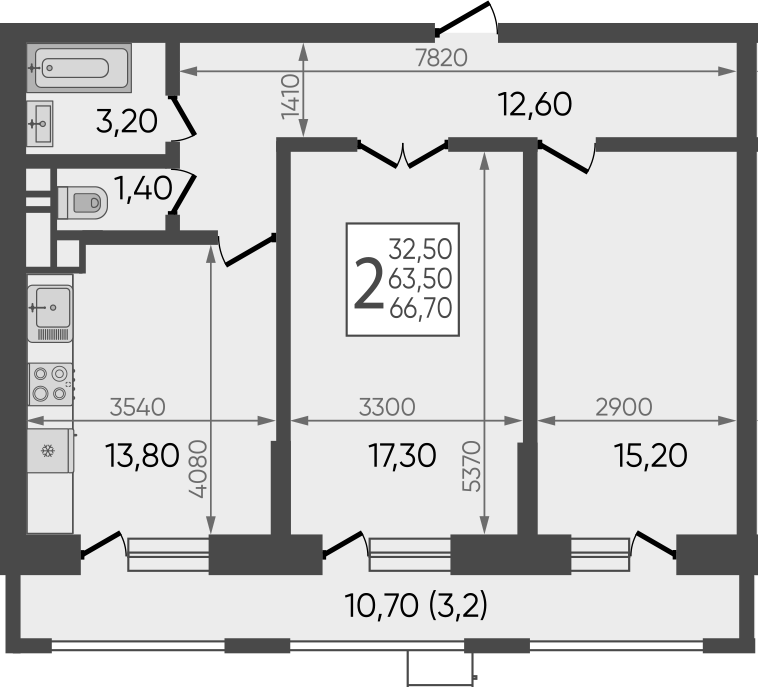 Планировка 64.74 м²