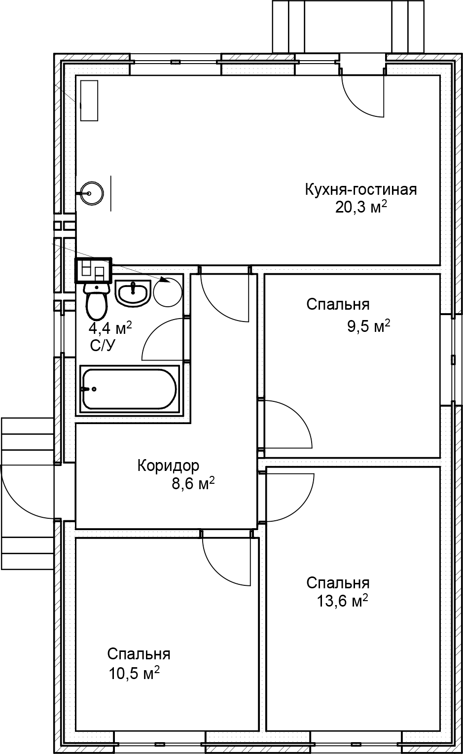 Планировка 70 м²