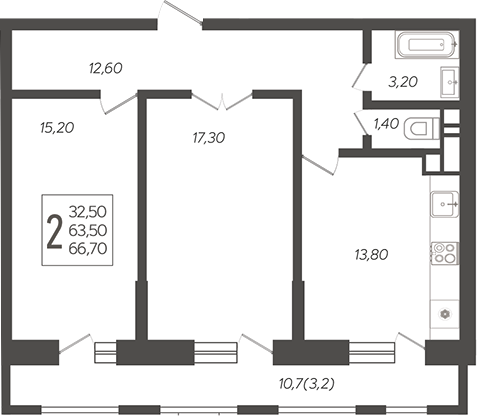 Планировка 64.61 м²