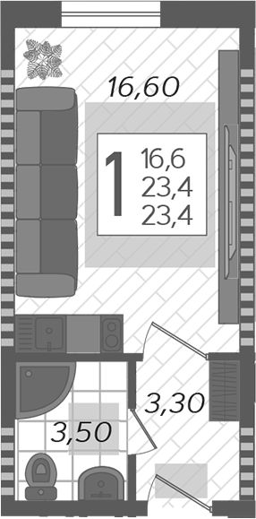 Студия · 23.4 м²