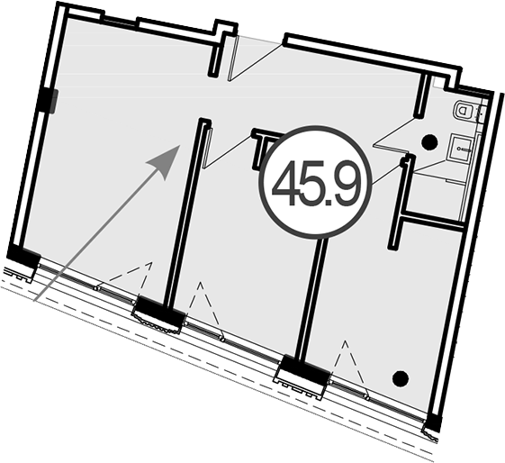 Продается 1-комн. квартира, 45.9 м²
