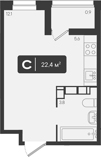 Планировка 21.5 м²