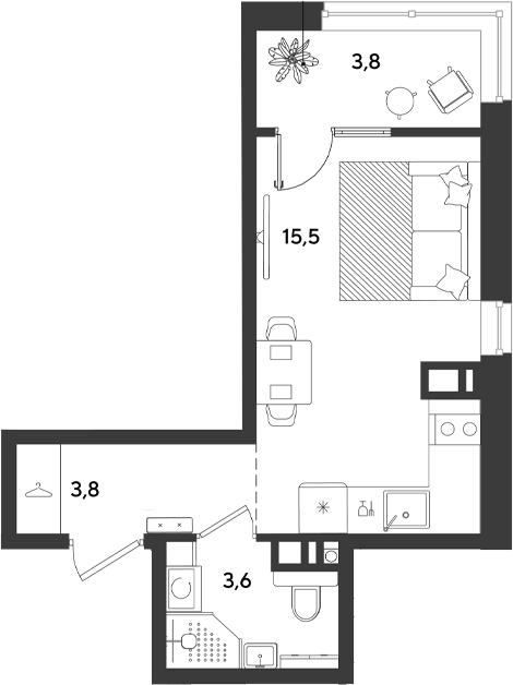 Планировка 22.9 м²