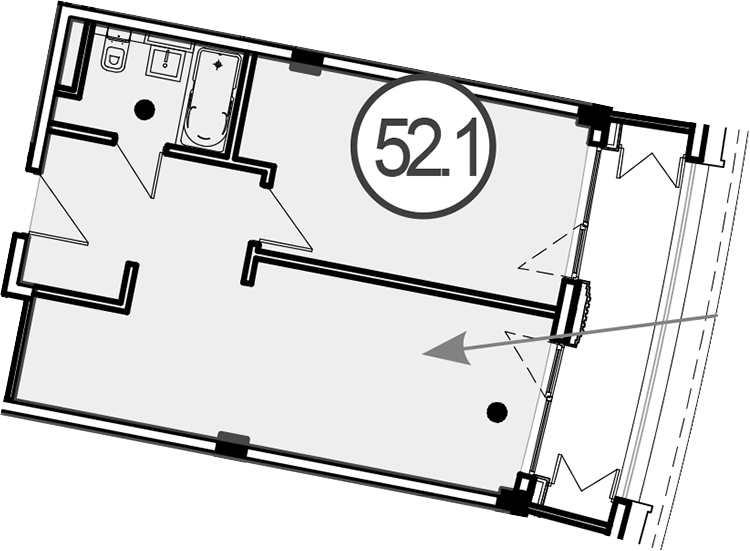 Продается 1-комн. квартира, 52.1 м²
