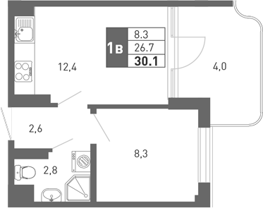 Планировка 25.4 м²