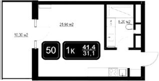 Студия · 31.1 м²