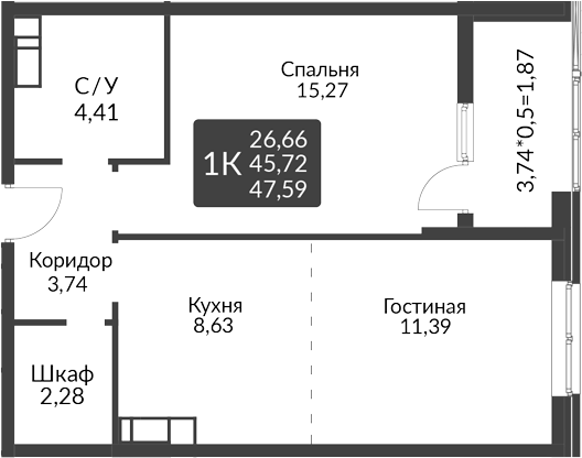 2-комн. · 45.72 м²