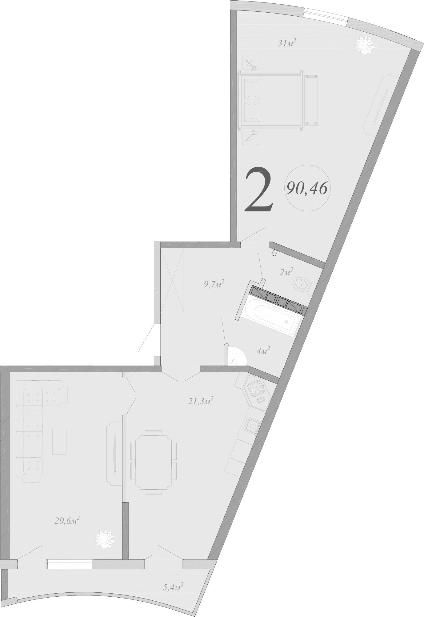Планировка 87.3 м²
