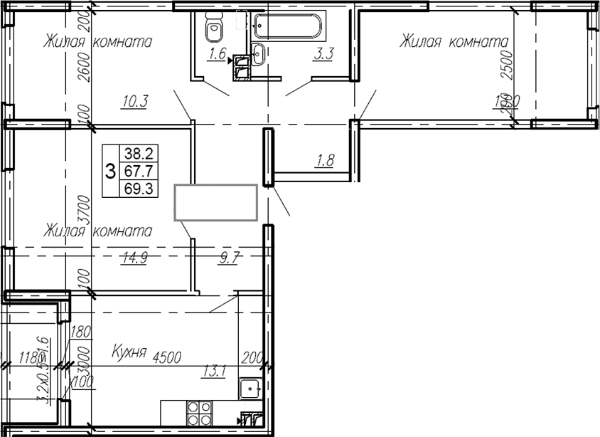 Продается 3-комн. квартира, 67.7 м²