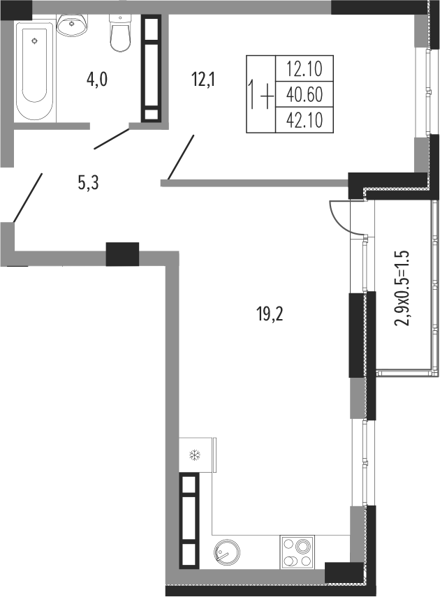 Продается 2-комн. квартира, 42 м²