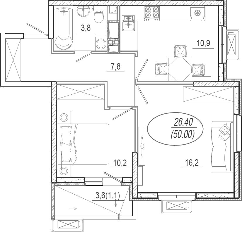 Продается 2-комн. квартира, 48.9 м²