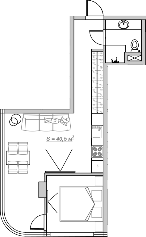 Планировка 40.5 м²