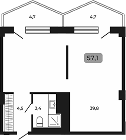 Планировка 47.7 м²