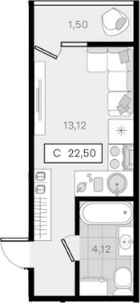 Планировка 21 м²