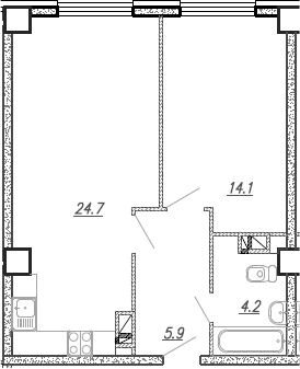 Планировка 48.9 м²