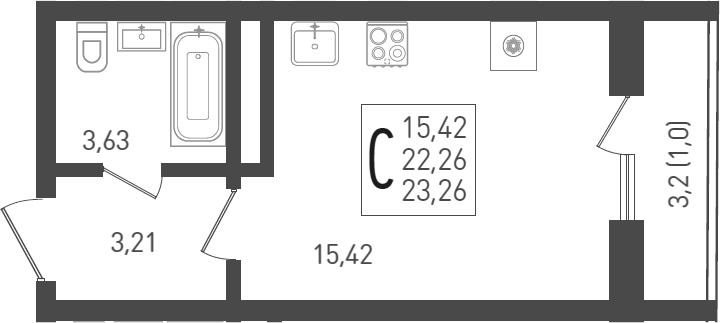 Планировка 23.1 м²